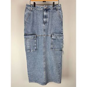 Loucia The Shay Denim Cargo Maxi Skirt- Size S- NWT